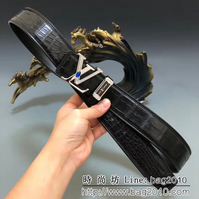 路易威登LV 純手工美洲無拼接鱷魚肚皮 高端男士皮帶 LHG1796
